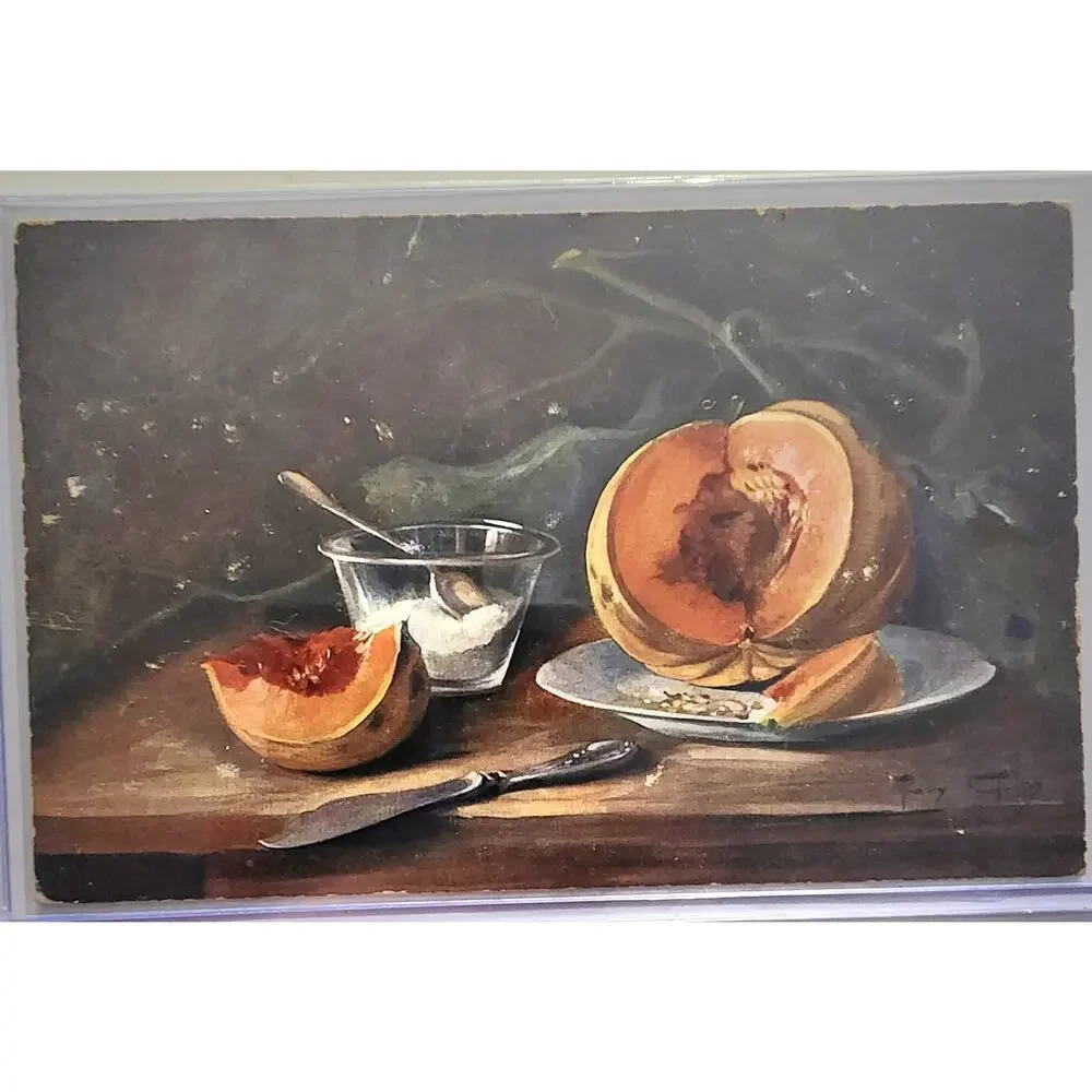 Lot Of Four Vintage Antique Postcards Decanter Fruit